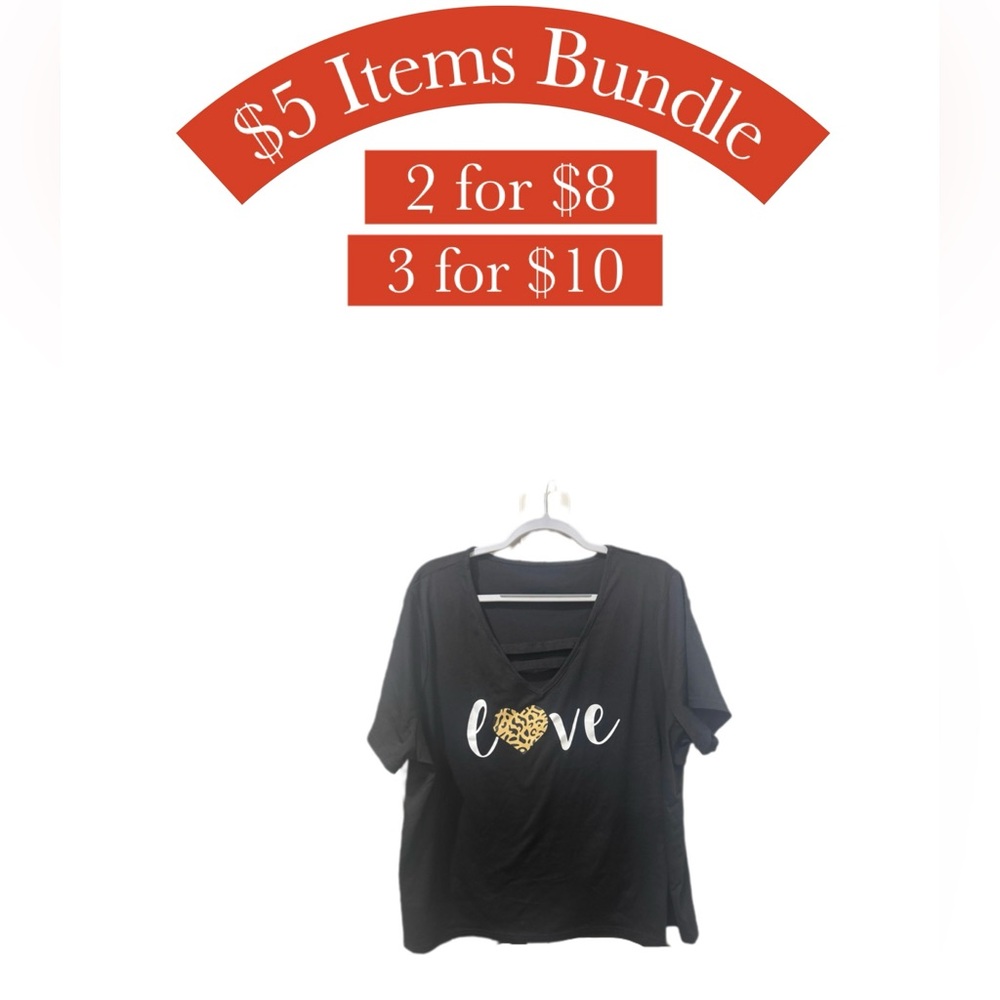 NWOT SHeIN Black Love Graphic Women's Top 3X